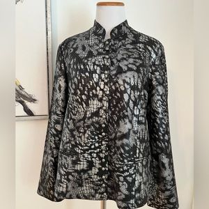 NWT Chico's Black & Silver Honorable Animal Helouise Snake Jacket Size Medium
